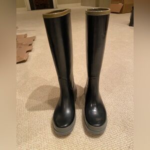 Tory Burch knee high black rubber boots